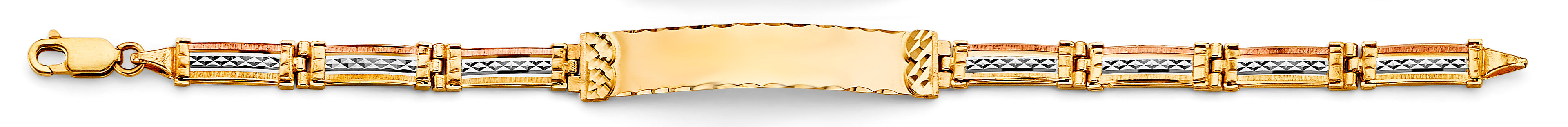 14K Yellow White Rose Gold Plain ID Bracelet