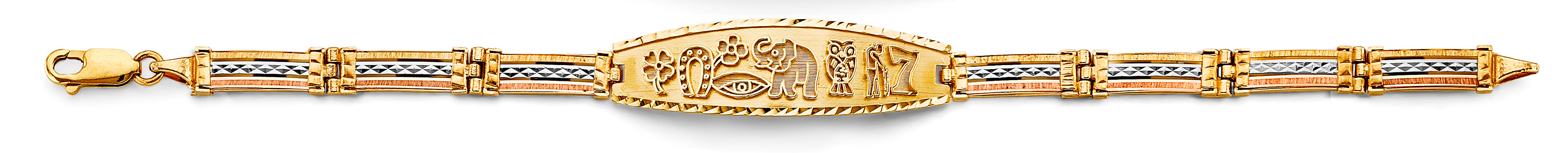 14K Yellow White Rose Gold Lucky ID Bracelet