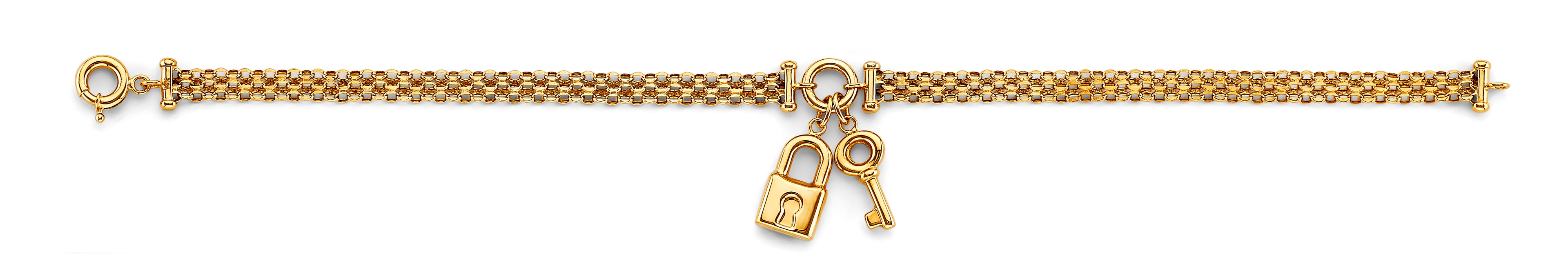 14K Yellow Gold Key & Lock Center Bracelet