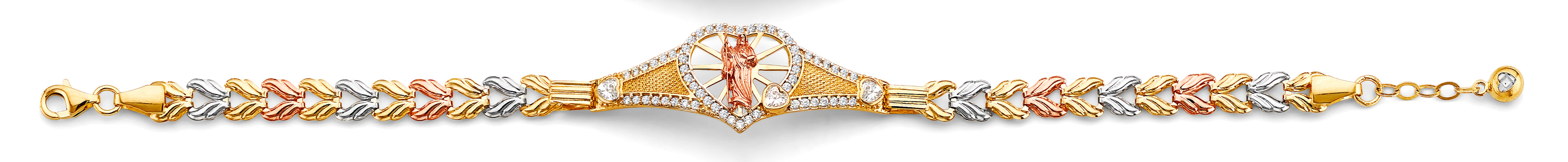 14K Yellow White Rose Gold St. Jude ID CZ Bracelet