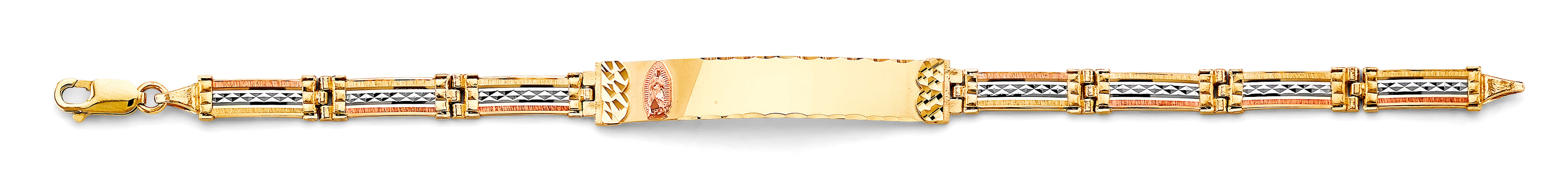 14K Yellow White Rose Gold Guadalupe ID Bracelet