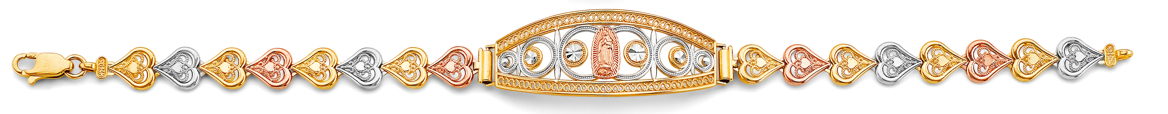 14K Yellow White Rose Gold Guadalupe ID Bracelet