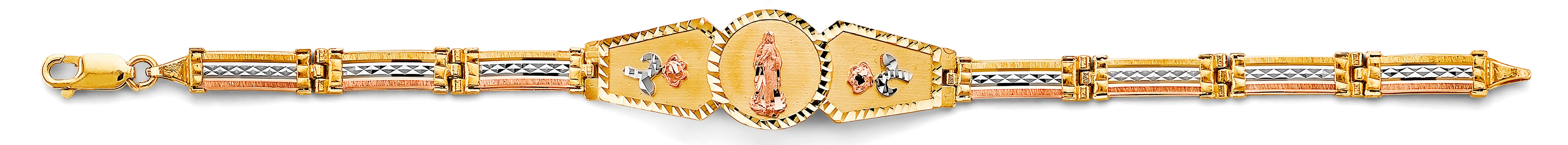 14K Yellow White Rose Gold Guadalupe ID Bracelet