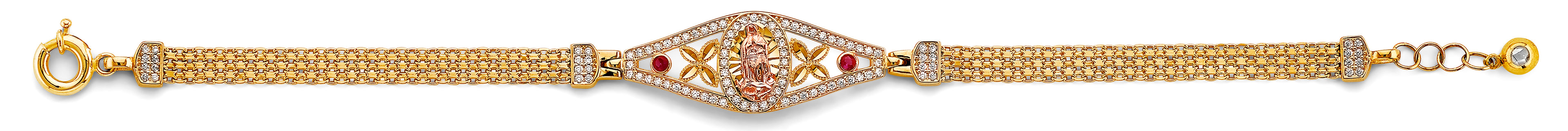 14K Yellow White Rose Gold Guadalupe ID CZ Bracelet