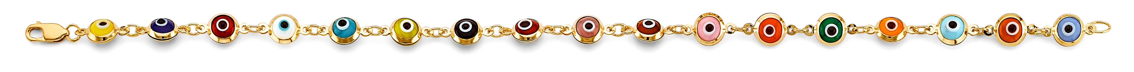 14K Yellow Gold Multi Color Evil Eye Br