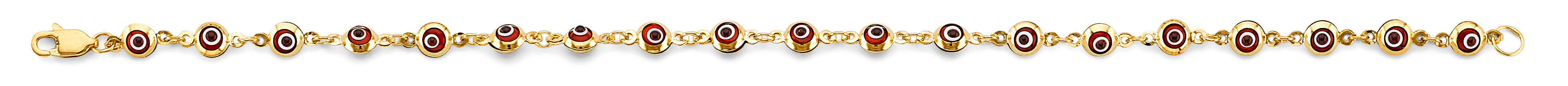 14K Yellow Gold Red Evil Eye Bracelet
