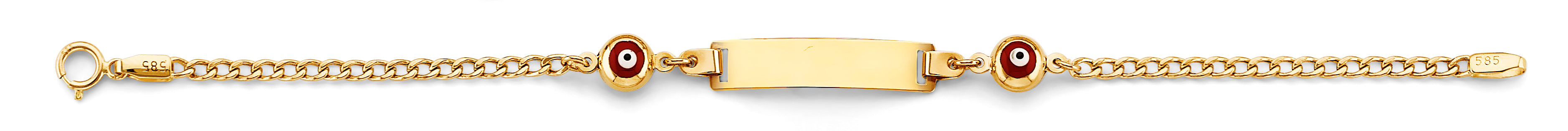 14K Yellow Gold Baby ID Bracelet W/ Evil Eye