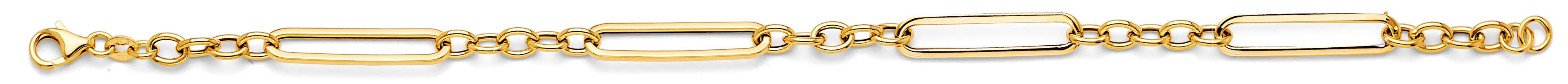 14K Yellow Gold Hollow Paper Clip + Oval Link Bracelet