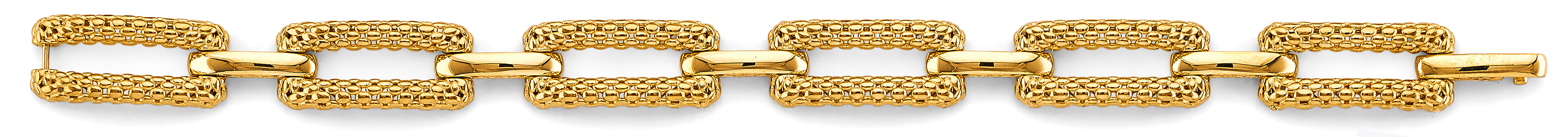 14K Yellow Gold Hollow Mesh Rectanglar Design Brace