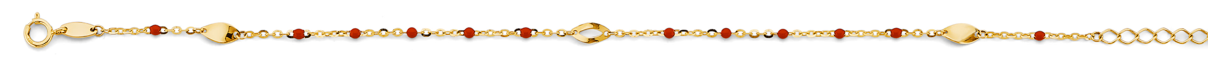 14K Yellow Gold Red Enamel Bead Bracelet
