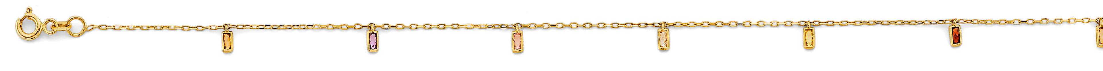 14K Yellow Gold Black Enamel Bead Anklet