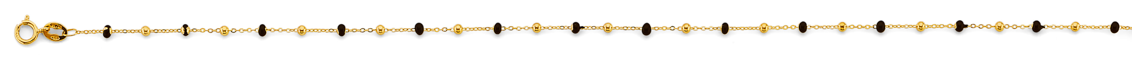 14K Yellow Gold Black Enamel Bead Anklet