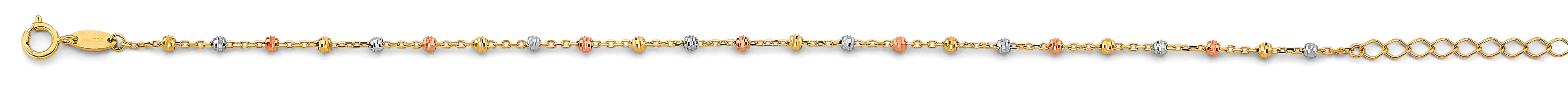 14K Yellow White Rose Gold Fancy Diamond Cut Bead Bracelet
