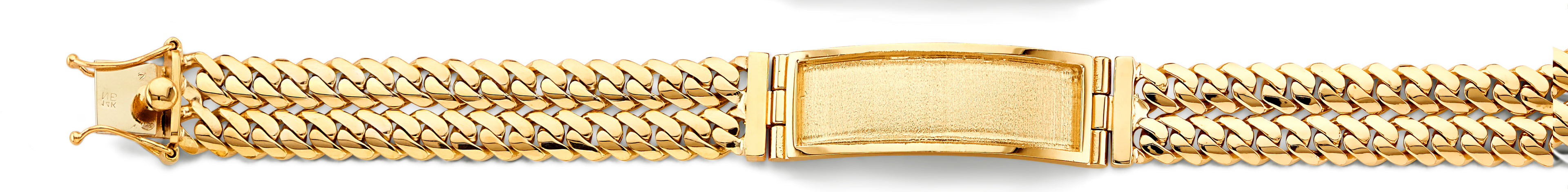 14K Yellow Gold Two Rows Cuban ID Bracelet