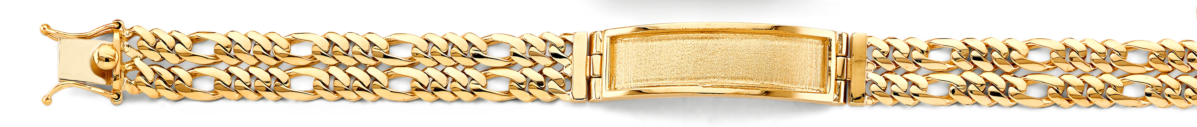 14K Yellow Gold Two Rows Figaro ID Bracelet