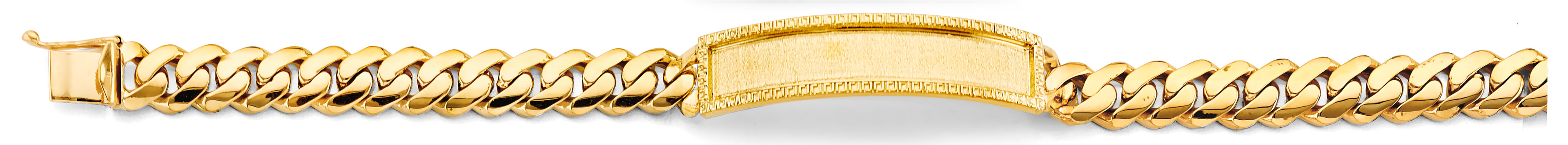 14K Yellow Gold Miami Cuban Link Frame ID Bracelet