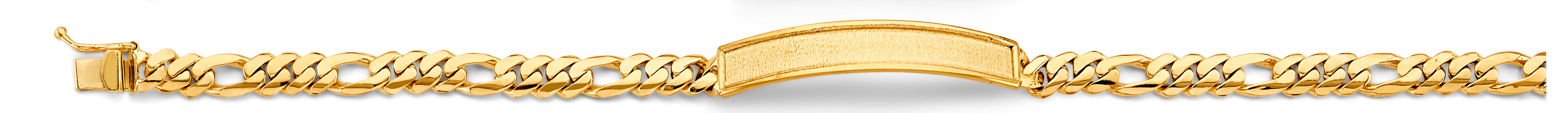 14K Yellow Gold Figaro Link Frame ID Bracelet
