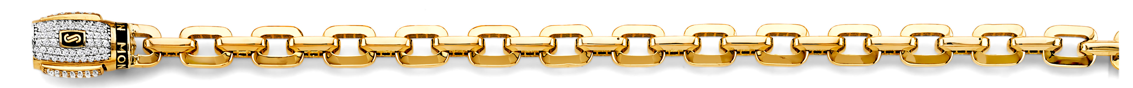 14K Yellow Gold Fancy Hollow Link Monaco Br W/ CZ Lock