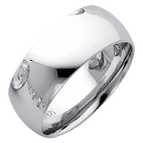 14K White Gold 8 mm Comfort Fit Wedding Band