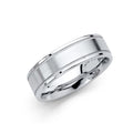14K White Gold 6 mm Brushed Wedding Band