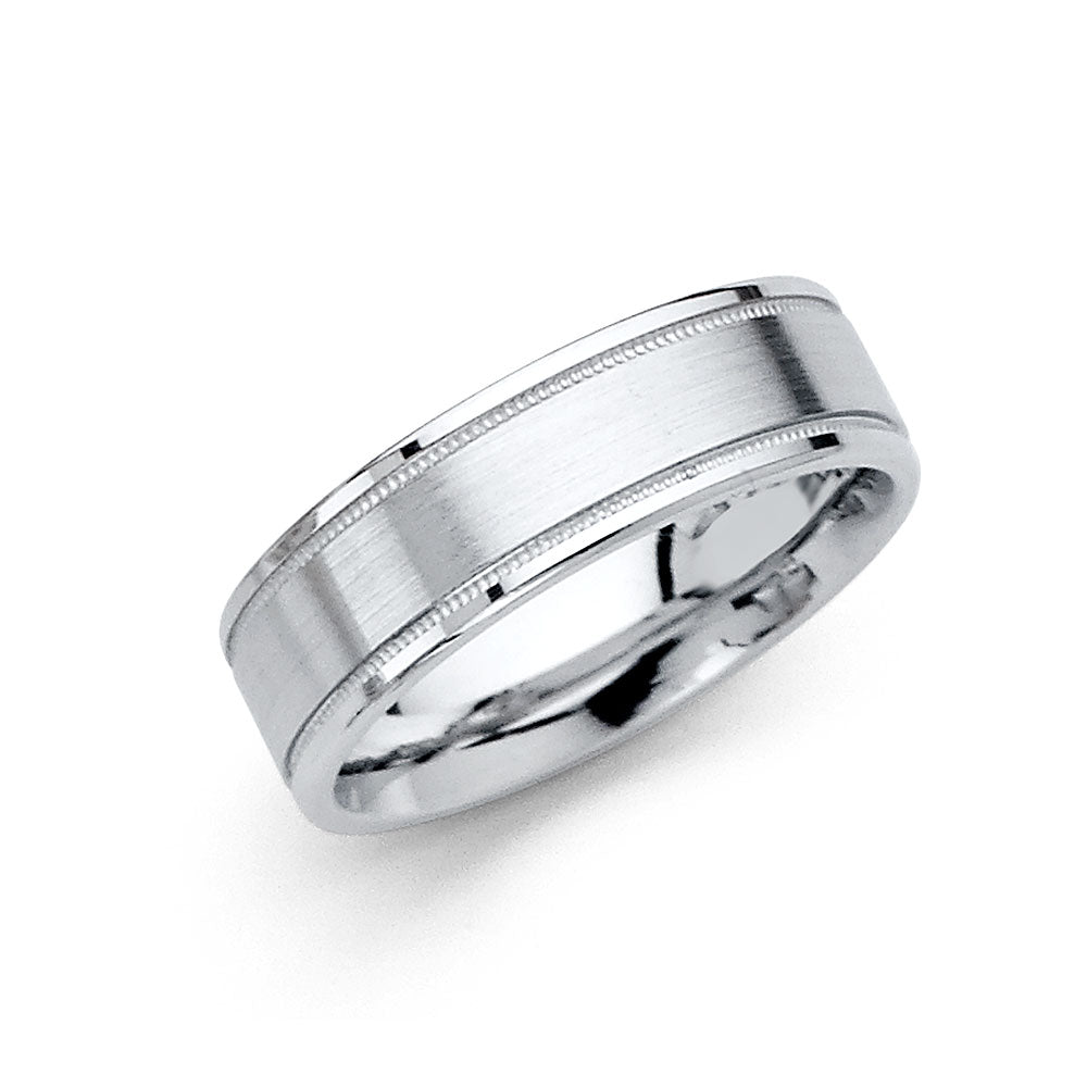 14K White Gold 6 mm Brushed Wedding Band