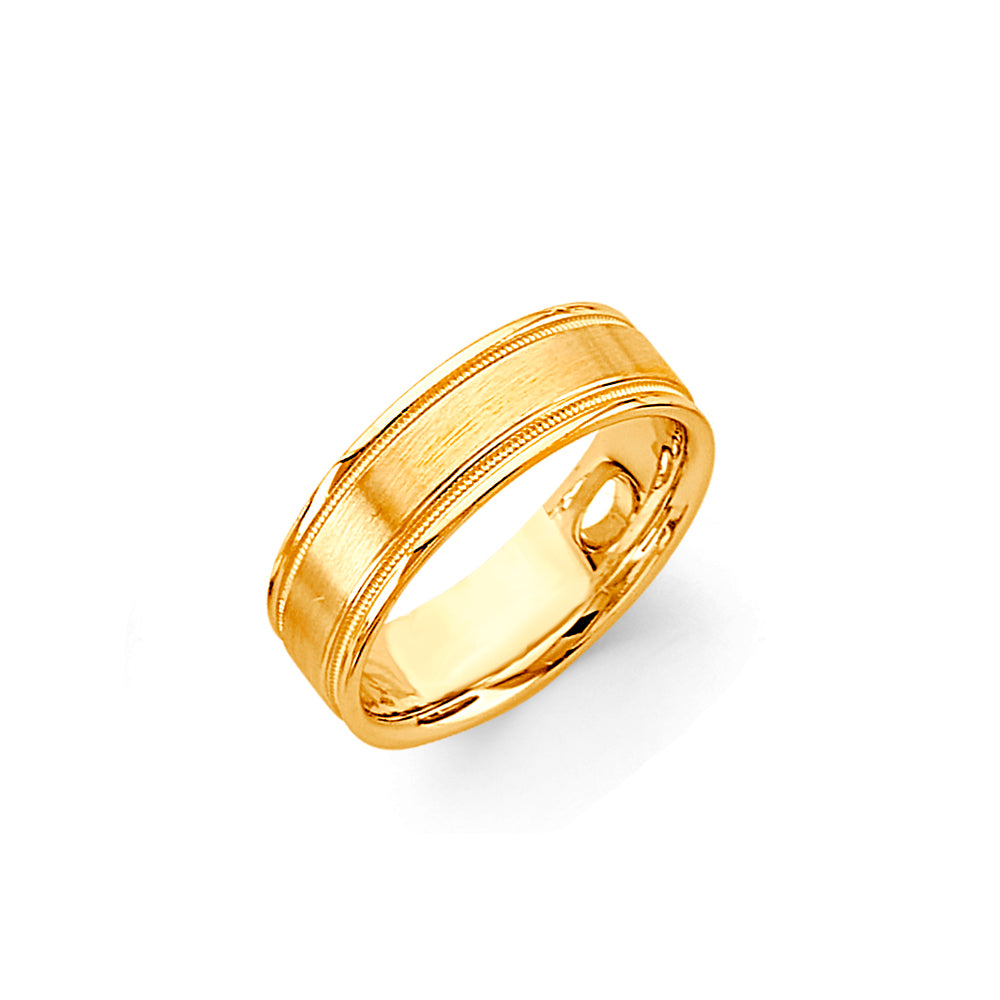 14K Yellow Gold 6 mm Brushed Wedding Band