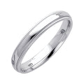 14K White Gold 3 mm Milgrain Comfort Fit Wedding Band