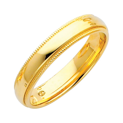 14K Yellow Gold 4 mm Milgrain Comfort Fit Wedding Band