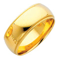 14K Yellow Gold 8 mm Milgrain Comfort Fit Wedding Band