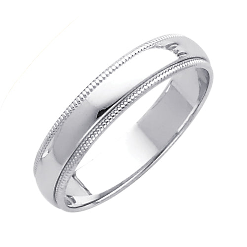 14K White Gold 4 mm Milgrain Wedding Band