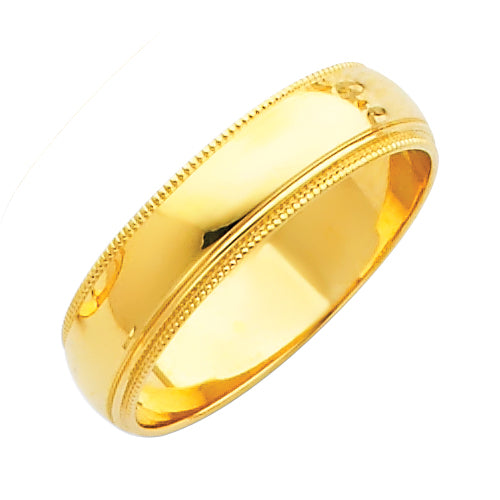 14K Yellow Gold 5 mm Milgrain Wedding Band