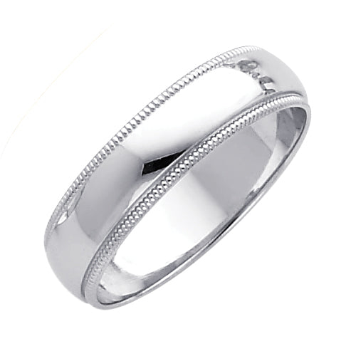 14K White Gold 5 mm Milgrain Wedding Band