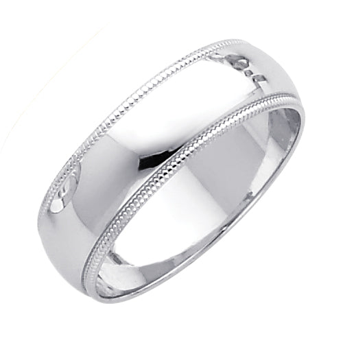 14K White Gold 6 mm Milgrain Wedding Band