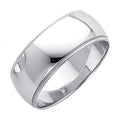 14K White Gold 8 mm Milgrain Wedding Band