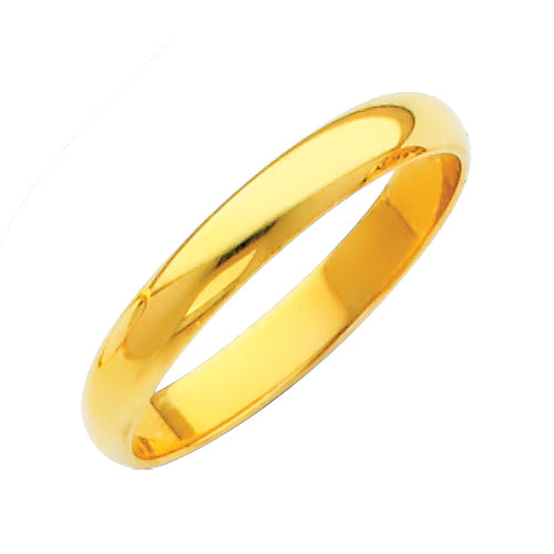14K Yellow Gold 3 mm Plain Wedding Band