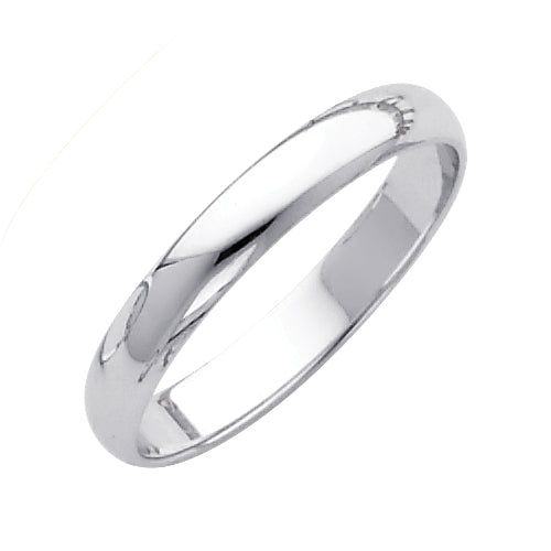 14K White Gold 3 mm Plain Wedding Band
