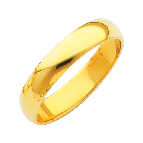 14K Yellow Gold 4 mm Plain Wedding Band