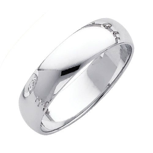 14K White Gold 5 mm Plain Wedding Band
