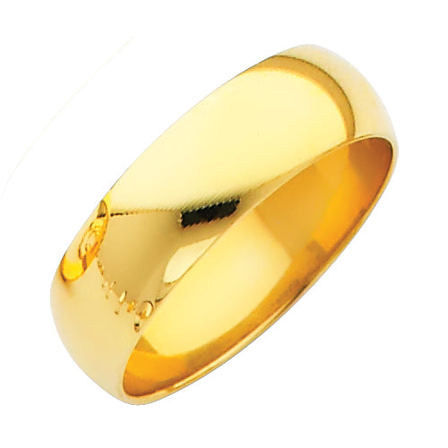 14K Yellow Gold 6 mm Plain Wedding Band