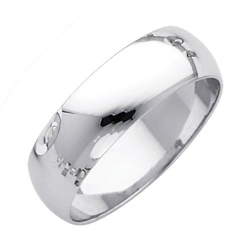 14K White Gold 6 mm Plain Wedding Band