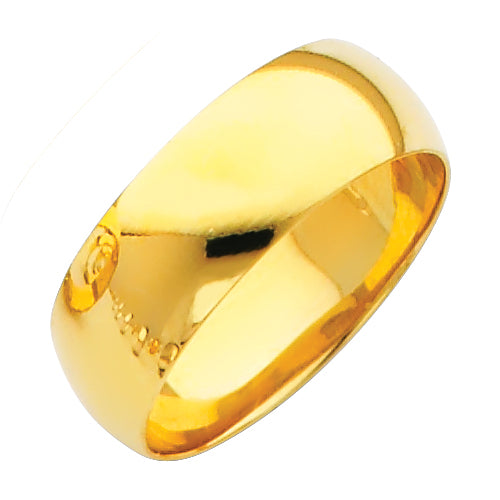 14K Yellow Gold 7 mm Plain Wedding Band