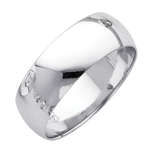 14K White Gold 7 mm Plain Wedding Band