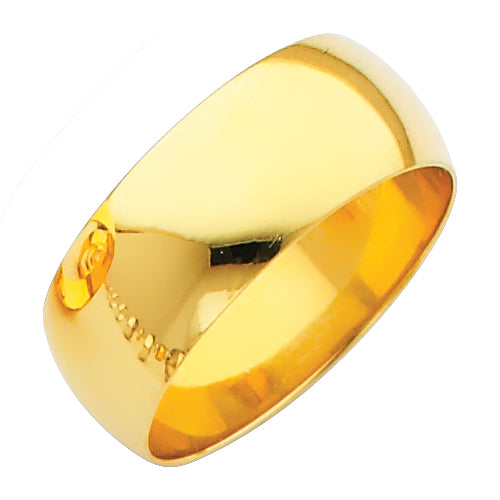 14K Yellow Gold 8 mm Plain Wedding Band