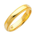 14K Yellow Gold 4 mm Traditional Comfort Fit Milgrain Wedding Band