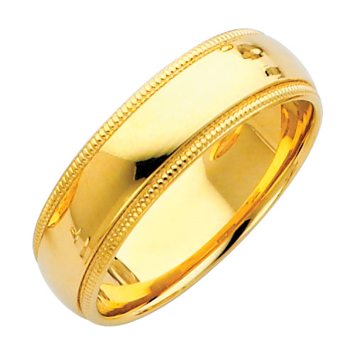 14K Yellow Gold 6 mm Traditional Comfort Fit Milgrain Wedding Band