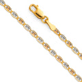 14K Yellow White Rose Gold 050(2.0 mm) Rail Diamond Cut Valentino