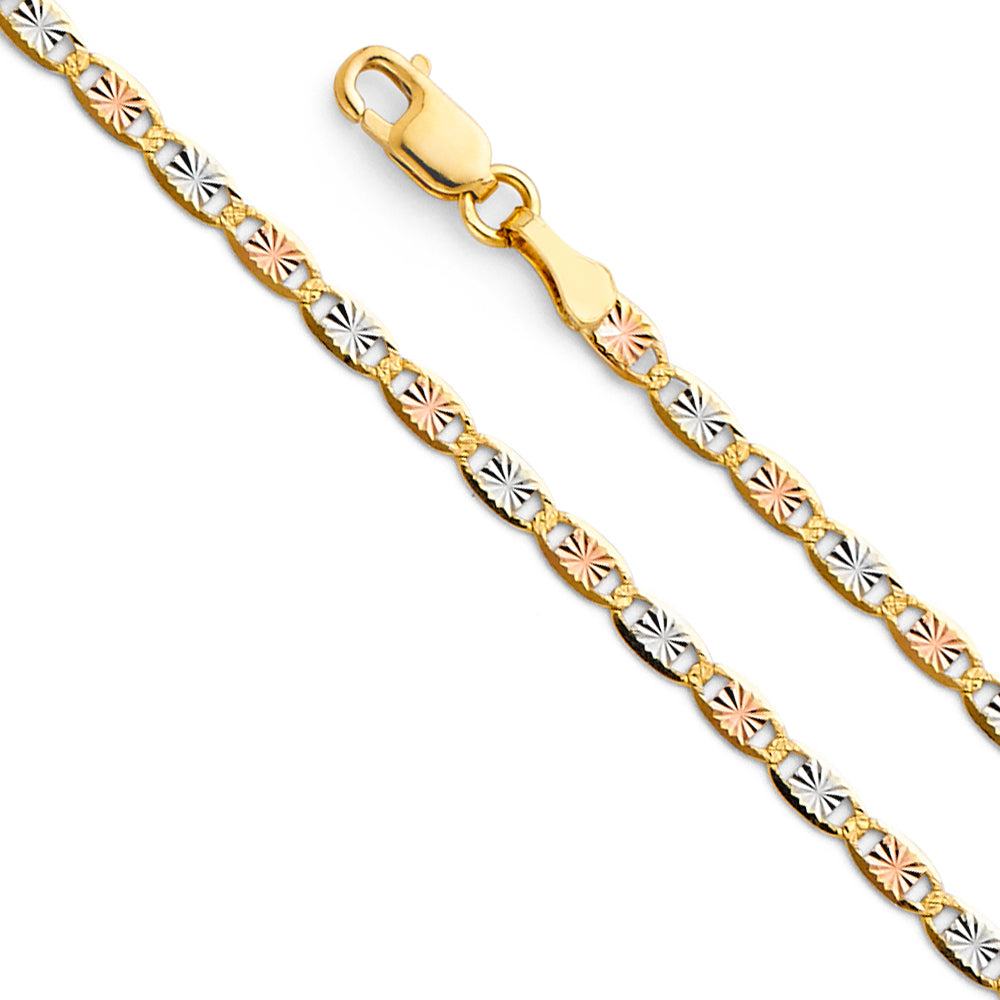14K Yellow White Rose Gold 040(2.1 mm) Star Diamond Cut Valentino
