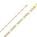 14K Two Tone Gold 100(3.8 mm) Figaro Wp 3+1