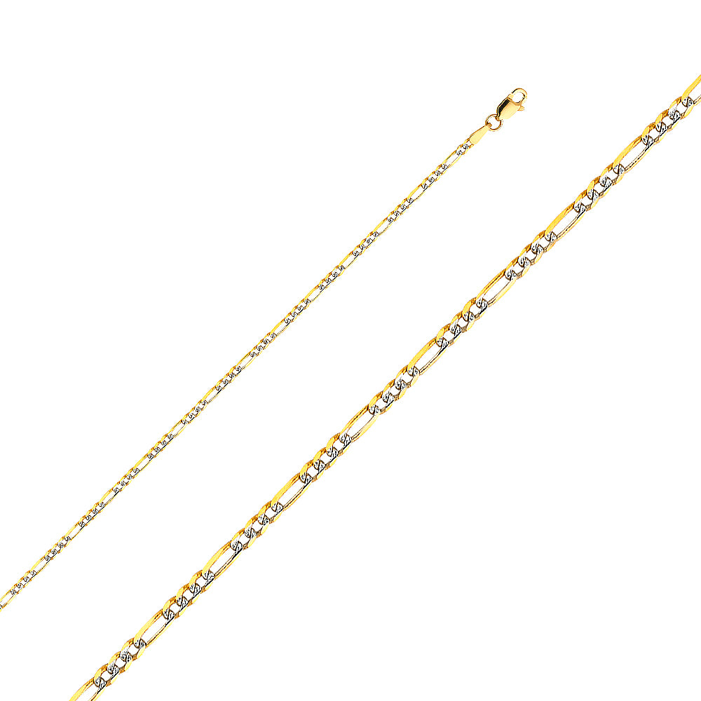 14K Two Tone Gold 060(2.3 mm) Figaro Wp 3+1
