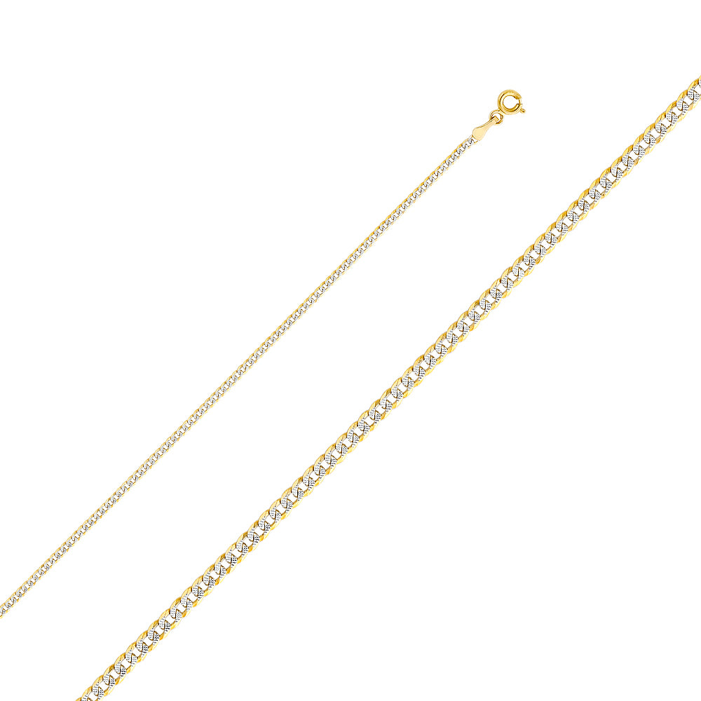 14K Two Tone Gold 050(2.0 mm) Light Curb Wp